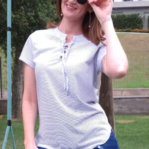 Blusa Feminina Listrada com Amarração